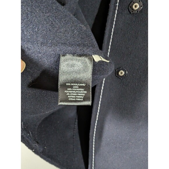 Ann Taylor Coat Women Size Small Navy Blue Wool Blend Contrast Stitch Classic - Picture 7 of 7